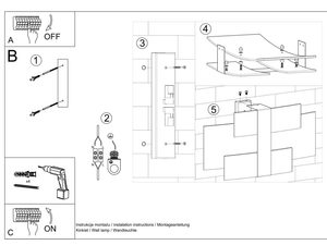 Miniaturka 6 - Rysunek techniczny plafonu LED z prostokątnymi panelami świetlnymi