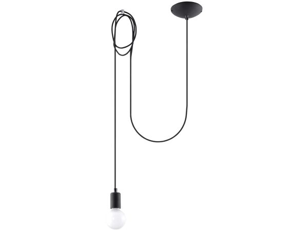 Lampa na czarnym przewodzie z minimalistyczną oprawą – styl skandynawski