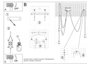 Miniaturka 7 - Rysunek techniczny z widokiem montażu lampy do sufitu