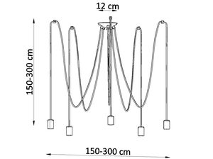 Miniaturka 6 - Rysunek z wymiarami lampy z czterema kablami – 150–300 cm