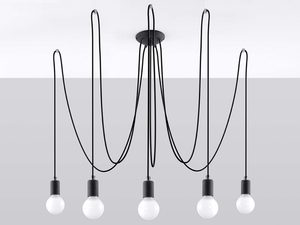 Miniaturka 1 - Nowoczesny kinkiet z czarnym kablem i żarówką – betonowa ściana