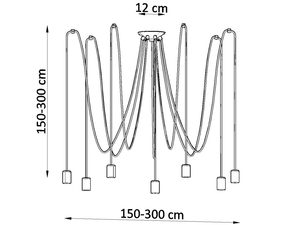 Miniaturka 6 - Schemat techniczny żyrandola z regulowanymi przewodami – długość 150–300 cm