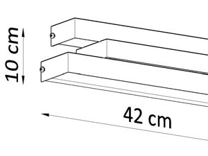 Miniaturka 6 - Rysunek wymiarowy białego kinkietu LED o długości 42 cm