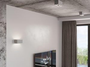 Miniaturka 17 - Salon z betonową ścianą i nowoczesnym kinkietem LED