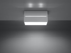 Miniaturka 2 - Biała lampa LED natynkowa z dekoracyjnym żłobieniem