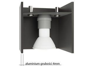 Miniaturka 20 - Przekrój wnętrza czarnej oprawy LED z oprawką