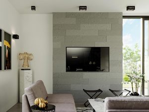 Miniaturka 9 - Salon z betonową ścianą i kinkietem LED