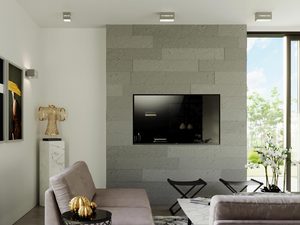 Miniaturka 15 - Pokój dzienny z szarym sufitem i nowoczesną lampą LED