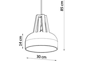 Miniaturka 25 - Wymiary lampy wiszącej z kloszem 85 cm – rysunek techniczny