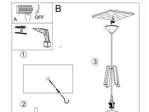 Miniaturka 26 - Rysunek montażowy lampy wiszącej z drewnianą oprawą