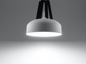 Miniaturka 9 - Nowoczesna czarno-biała lampa wisząca z drewnianym mocowaniem