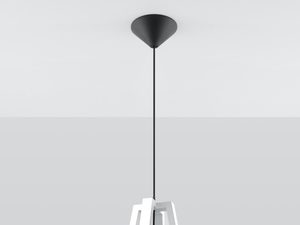 Miniaturka 14 - Lampa wisząca czarna z białym wnętrzem i detalem z drewna