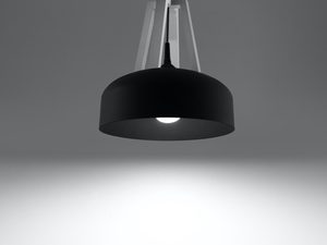 Miniaturka 15 - Lampa wisząca czarna z drewnianą oprawą do salonu