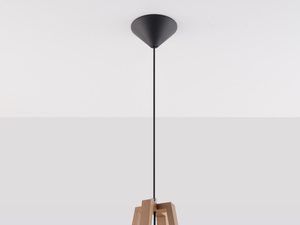 Miniaturka 20 - Lampa wisząca czarna z drewnianą oprawą do salonu