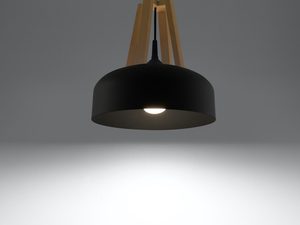 Miniaturka 21 - Lampa wisząca z czarnym kloszem i drewnem w stylu skandynawskim