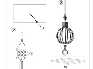 Miniaturka 7 - Schemat instalacji lampy wiszącej o kulistej formie