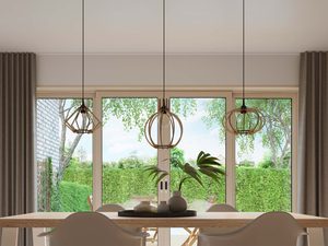 Miniaturka 3 - Zestaw lamp wiszących z kloszami z prętów – styl skandynawski