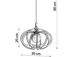 Miniaturka 6 - Wymiarowy szkic lampy z kloszem – wysokość 90 cm