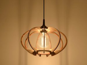 Miniaturka 2 - Lampa wisząca z drewnianym kloszem – styl nowoczesny