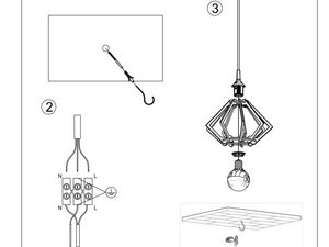 Miniaturka 6 - Schemat montażu lampy wiszącej o ażurowej formie