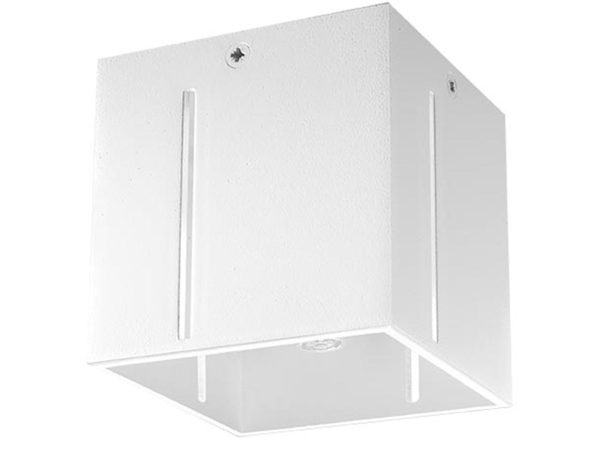 Biała lampa LED kostka z fakturą na gładkiej ścianie