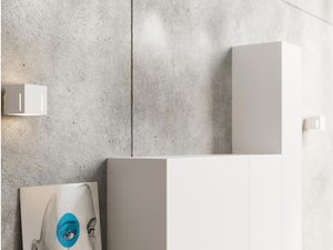 Miniaturka 4 - Szare wnętrze z białym kinkietem LED o geometrycznym kształcie