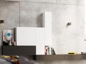 Miniaturka 17 - Szara ściana z minimalistycznym czarnym kinkietem LED