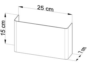 Miniaturka 6 - Rysunek wymiarowy białego kinkietu o szerokości 25 cm