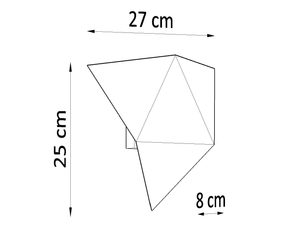Miniaturka 12 - Rysunek techniczny kinkietu LED o wymiarach 27x25 cm