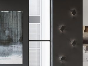 Miniaturka 3 - Geometryczne kinkiety LED o różnych kształtach na ciemnej ścianie