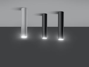 Miniaturka 12 - Białe i czarne tuby LED montowane natynkowo w nowoczesnym wnętrzu