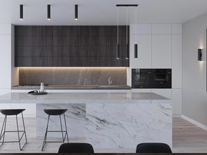 Miniaturka 10 - Nowoczesna kuchnia z potrójnym oświetleniem wiszącym LED