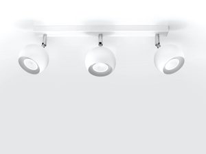 Miniaturka 1 - Szynowa biała lampa LED z trzema reflektorami na białym tle