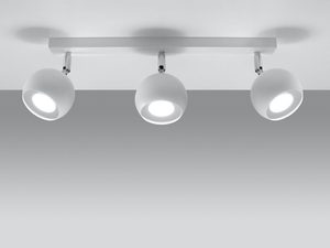 Miniaturka 2 - Lampa LED biała z trzema reflektorami na tle szarego gradientu