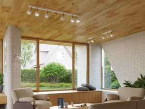 Miniaturka 9 - Szynowa lampa biała LED z pięcioma reflektorami na tle gradientu