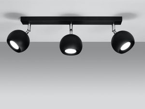 Miniaturka 8 - Czarna lampa sufitowa LED z trzema okrągłymi reflektorami
