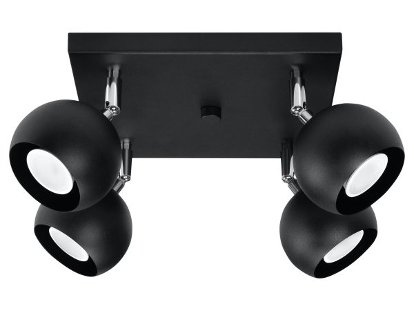 Reflektory LED czarne na podstawie sufitowej do salonu