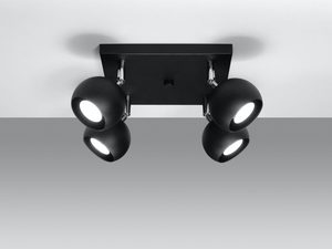 Miniaturka 2 - Czarna lampa LED sufitowa z czterema reflektorami na czarnej podstawie