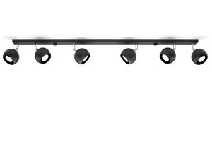 Miniaturka 1 - Szynowa lampa LED czarna z sześcioma ruchomymi głowicami