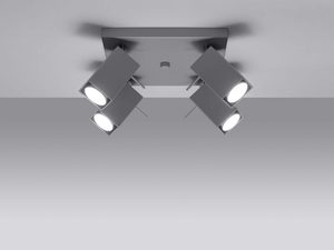 Miniaturka 8 - Poczwórny plafon szary z prostokątnymi reflektorami LED włączonymi