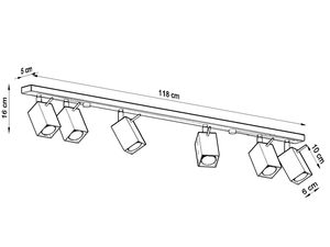 Miniaturka 18 - Schemat techniczny lampy szynowej LED 118cm