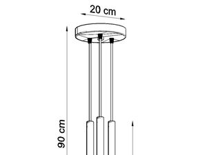 Miniaturka 12 - Techniczny schemat lampy LED o długości przewodów 90 i 50 cm