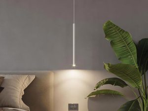 Miniaturka 11 - Minimalistyczny biały kinkiet LED w nowoczesnej sypialni