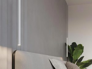 Miniaturka 9 - Cienka biała lampa ścienna LED zamontowana przy łóżku