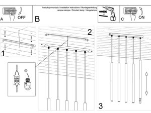 Miniaturka 13 - Rysunek techniczny montażu lampy wiszącej z pięcioma zwisami
