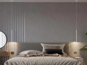 Miniaturka 11 - Wiszące lampy LED typu tuba obok łóżka