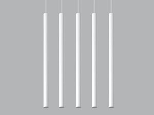 Miniaturka 8 - Designerska lampa sufitowa z pięcioma smukłymi białymi tubami LED