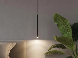 Miniaturka 4 - Sypialnia z czarnym kinkietem LED przy tapicerowanym zagłówku