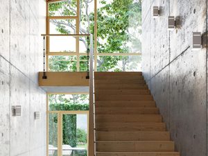 Miniaturka 17 - Kinkiety LED na tle betonu i dużych okien w nowoczesnym domu