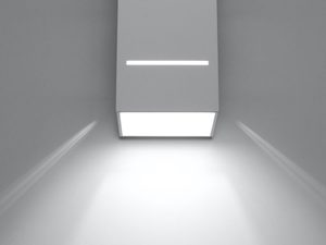 Miniaturka 14 - Biały kinkiet LED rzucający światło ku górze i dołowi